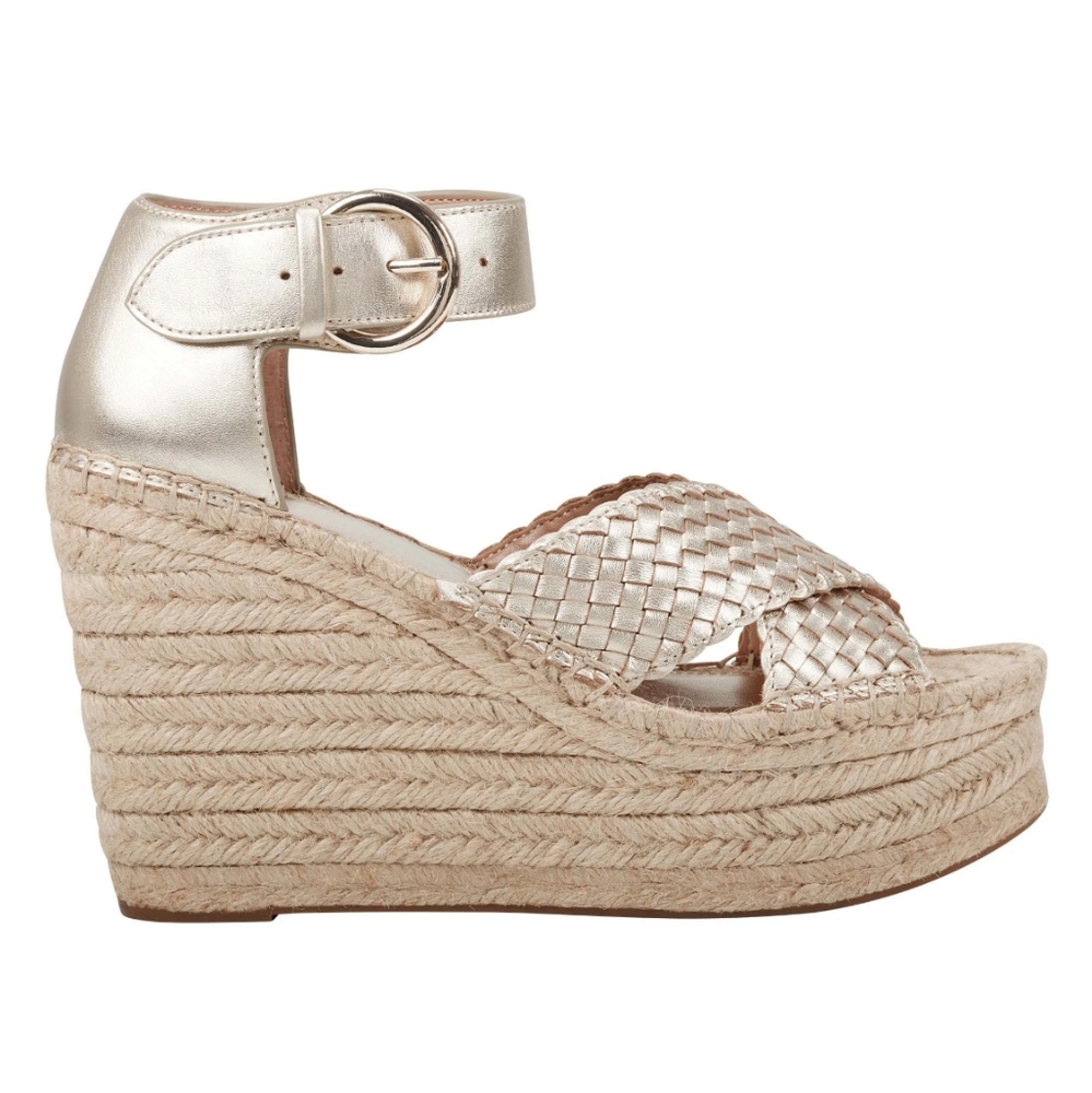Marc Fisher Aylon Espadrille Wedge Gold Leather